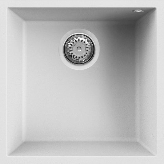 ELLECI QUADRA LKQ10296BSO Lavello Incasso 1 Vasca Sottotop Keratek Bianco Kera K96 cm. 44 x 44