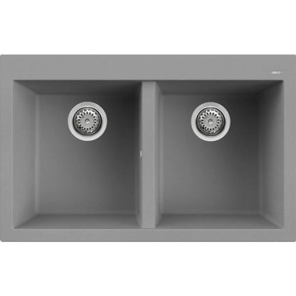 ELLECI QUADRA 350 LGQ35048 Lavello 2 Vasche Sopratop Granitek Cemento G48 cm. 79 x 50