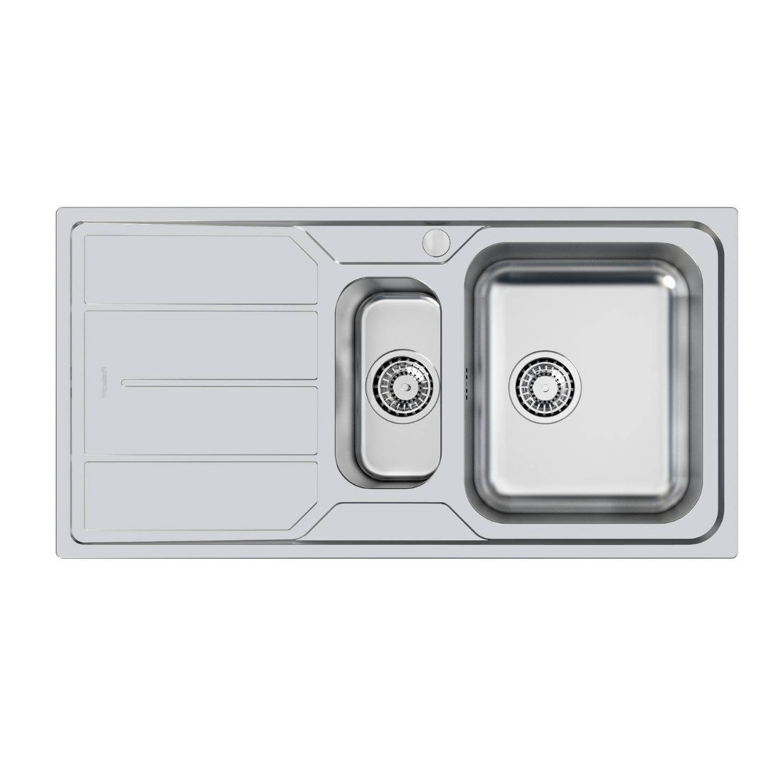 FOSTER ELETTRA 5197061 Lavello Incasso Sopratop Inox Spazzolato 1 Vasca e 1/2 A Destra Gocciolatoio a Sinistra cm. 97 x 50