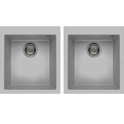 ELLECI QUADRA 200 LMQ20079 Lavello Incasso Cucina Granitek 2 Vasche Separate Aluminium cm. 41 x 50