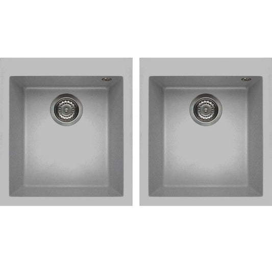 ELLECI QUADRA 200 LMQ20079 Lavello Incasso Cucina Granitek 2 Vasche Separate Aluminium cm. 41 x 50