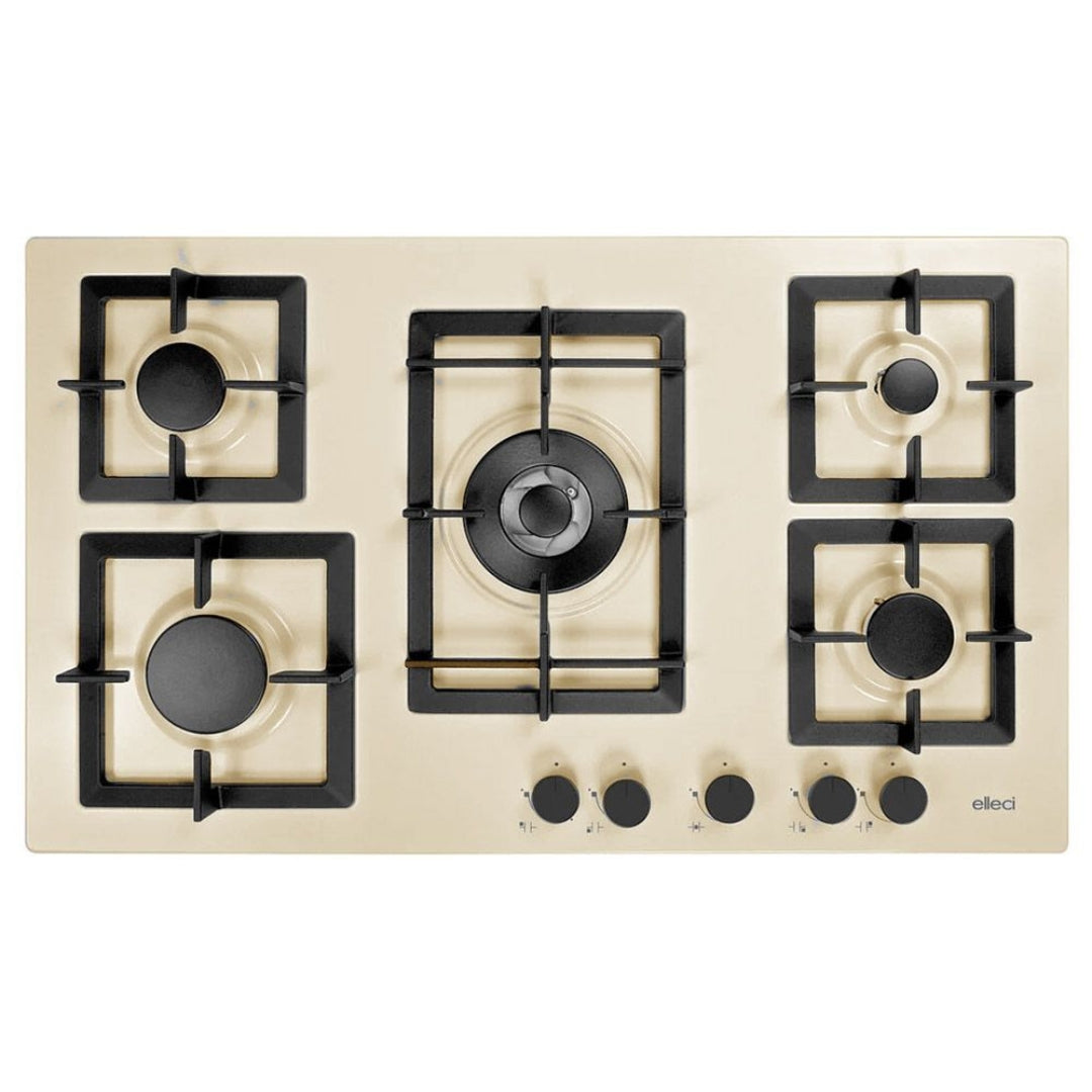 ELLECI PLANO 90 PGSP90151CS Piano Cottura 5 Fuochi Tripla Corona Avena 51 cm. 86 x 51
