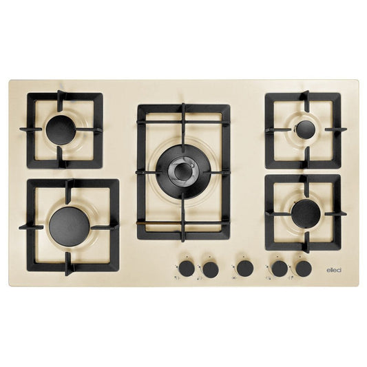 ELLECI PLANO 90 PGSP90151CS Piano Cottura 5 Fuochi Tripla Corona Avena 51 cm. 86 x 51