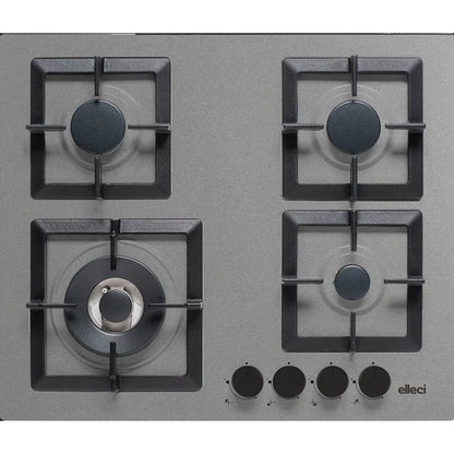 ELLECI PLANO 60 PGSP60148WS Piano Cottura Gas 4 Fuochi Wok 4 kW Cemento 48 cm. 60 x 60