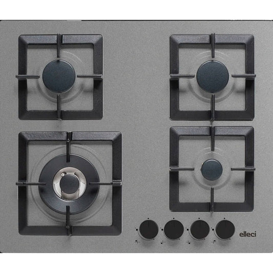 ELLECI PLANO 60 PGSP60148WS Piano Cottura Gas 4 Fuochi Wok 4 kW Cemento 48 cm. 60 x 60