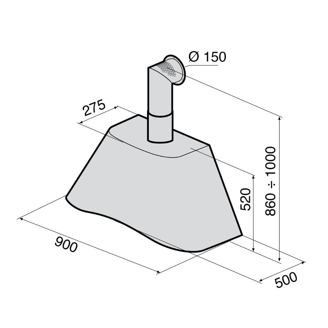 GALVAMET CHARME 0ICHR090A265 Cappa Aspirante Parete Inox Classe A 612 m/h cm. 90