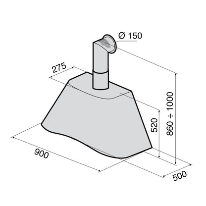GALVAMET CHARME 0ICHR090A265 Cappa Aspirante Parete Inox Classe A 612 m/h cm. 90