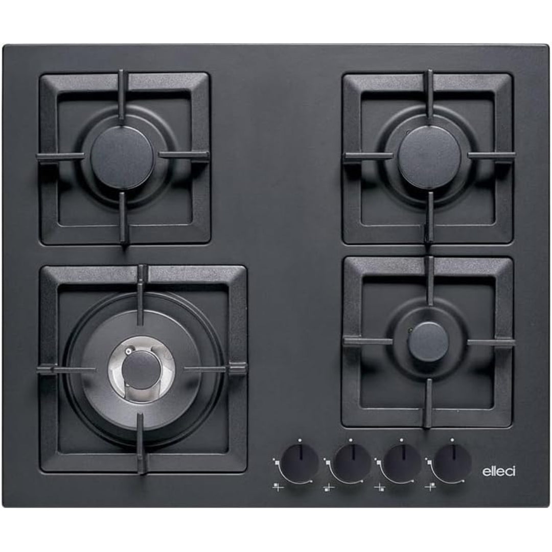 ELLECI PLANO 60 PGSP60140WS Piano Cottura Gas 4 Fuochi Griglie Ghisa Nero G40 cm. 60 x 51