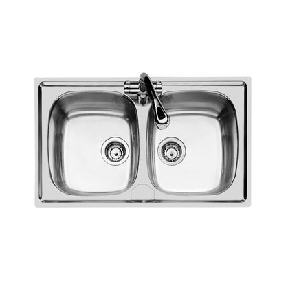 FOSTER S1000 1886560 Lavello Cucina 2 Vasche Acciaio Inox Incasso Sopratop cm. 86 x 50