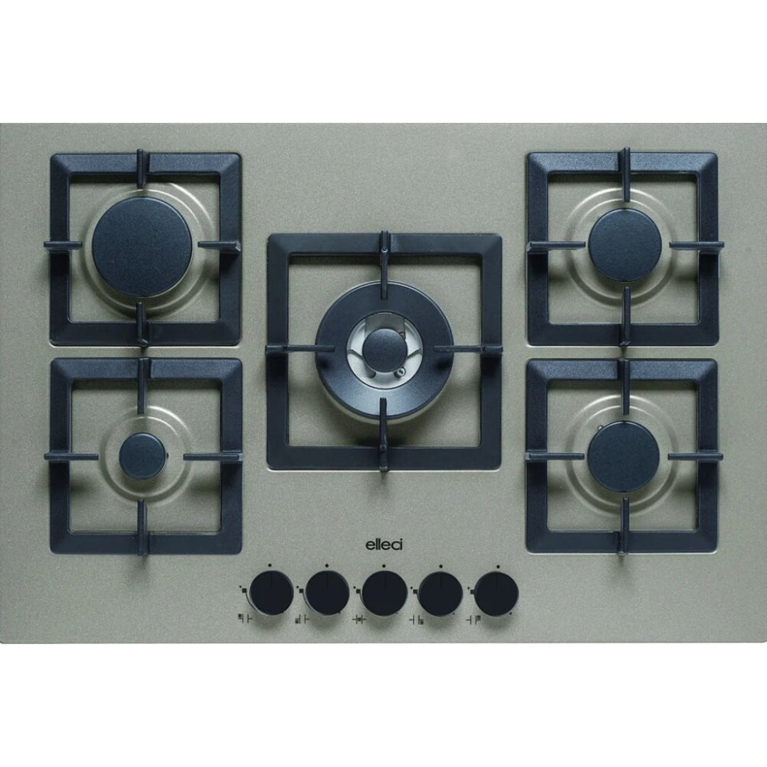 ELLECI PLANO 75 TCC PGSP75143CS Piano Cottura Incasso Gas con 5 Fuochi Tortora 43 cm. 75 x 51