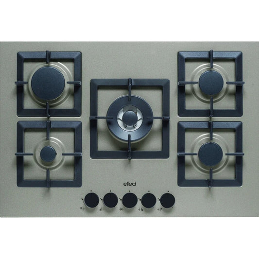 ELLECI PLANO 75 TCC PGSP75143CS Piano Cottura Incasso Gas con 5 Fuochi Tortora 43 cm. 75 x 51