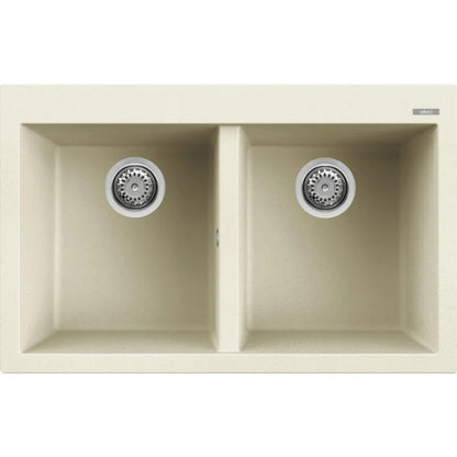 ELLECI QUADRA350 LGQ35062 Lavello Cucina 2 Vasche Granitek Bianco Antico 62 cm. 79 x 50