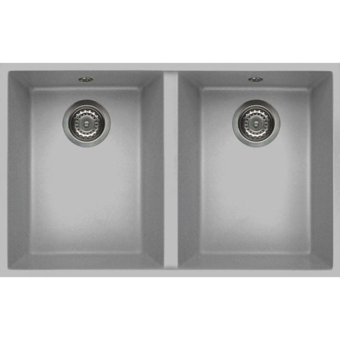 ELLECI QUADRA 340 LMQ34079BSC Lavello Incasso Sottotop 2 Vasche Granitek Aluminium M79 cm. 77 x 46