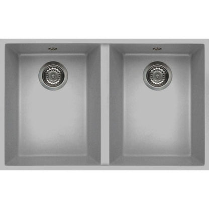 ELLECI QUADRA 340 LMQ34079BSC Lavello Incasso Sottotop 2 Vasche Granitek Aluminium M79 cm. 77 x 46