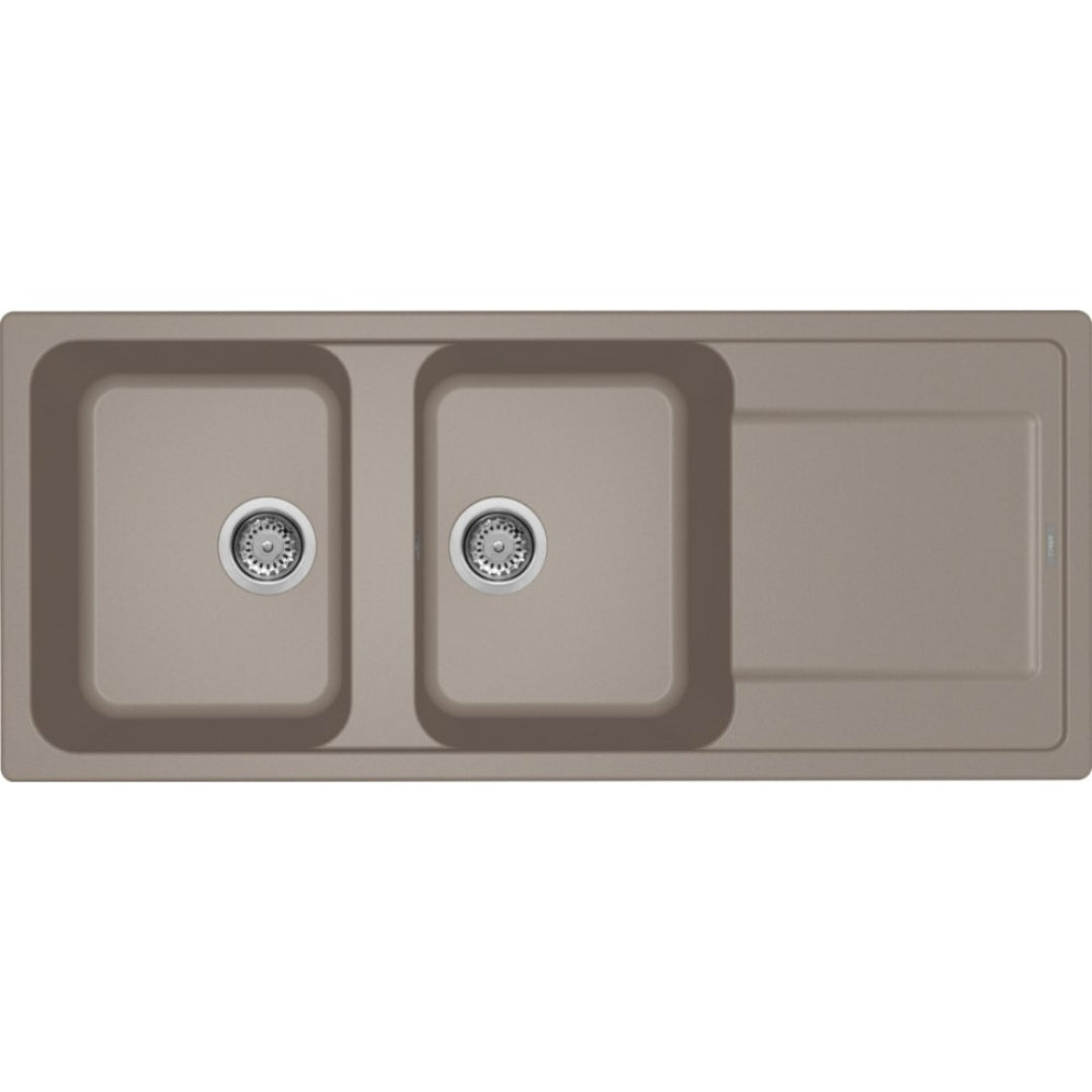 ELLECI LIFE 500 LG250043 Lavello 2 Vasche Gocciolatoio Reversibile Sopratop Granitek cm. 116 x 50