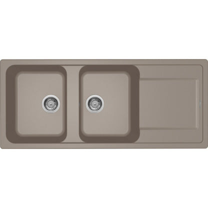 ELLECI LIFE 500 LG250043 Lavello 2 Vasche Gocciolatoio Reversibile Sopratop Granitek cm. 116 x 50