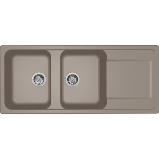 ELLECI LIFE 500 LG250043 Lavello 2 Vasche Gocciolatoio Reversibile Sopratop Granitek cm. 116 x 50