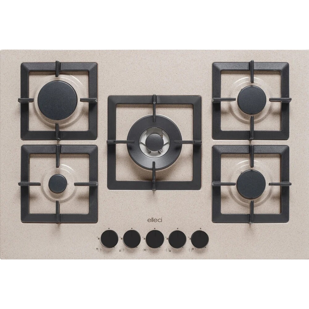 ELLECI PLANO 75 PGSP75151CS Piano Cottura Gas 5 Fuochi Tripla Corona Avena 51 cm. 75 x 51