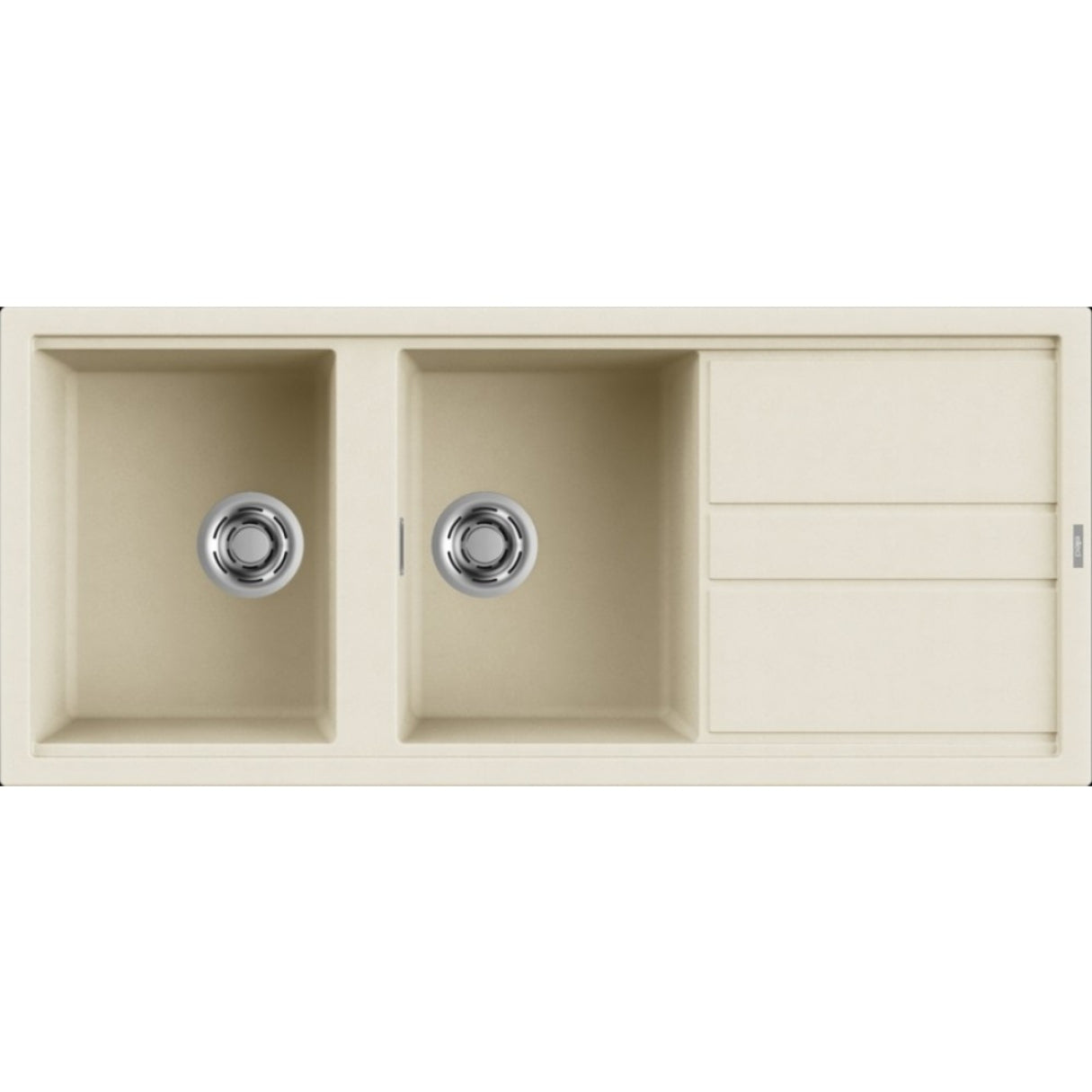 ELLECI BEST 500 LGB50062 Lavello Cucina 2 Vasche Gocciolatoio Reversibile Granitek Bianco Antico cm. 116 x 51