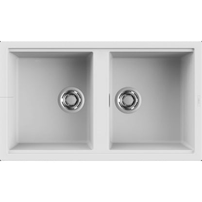 ELLECI BEST 450 LKB45096 Lavello 2 Vasche Incasso Sopratop Bianco Kera K96 cm. 86 x 51