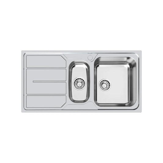 FOSTER S1000 1197161 Lavello Incasso Inox Spazzolato 1 Vasca e 1/2 a Destra Gocciolatoio a Sinistra cm. 97 x 50