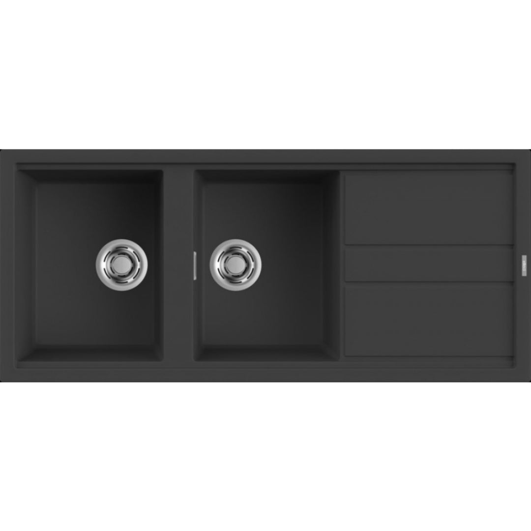 ELLECI BEST LGB50059 Lavello Incasso Sopratop 2 Vasche Granitek Antracite G59 cm. 116 x 51