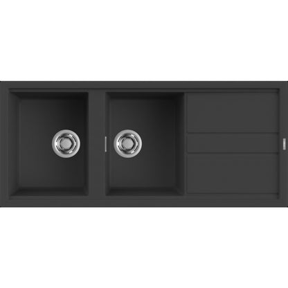 ELLECI BEST LGB50059 Lavello Incasso Sopratop 2 Vasche Granitek Antracite G59 cm. 116 x 51