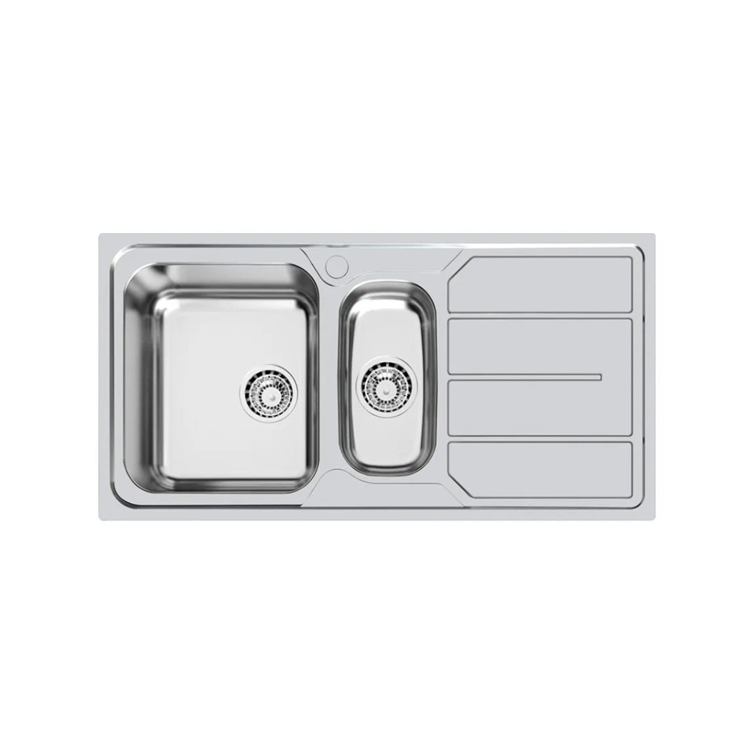FOSTER 1197162 S1000 Lavello Incasso Inox 1 Vasca e 1/2 a Sinistra Gocciolatoio a Destra cm. 97 x 50