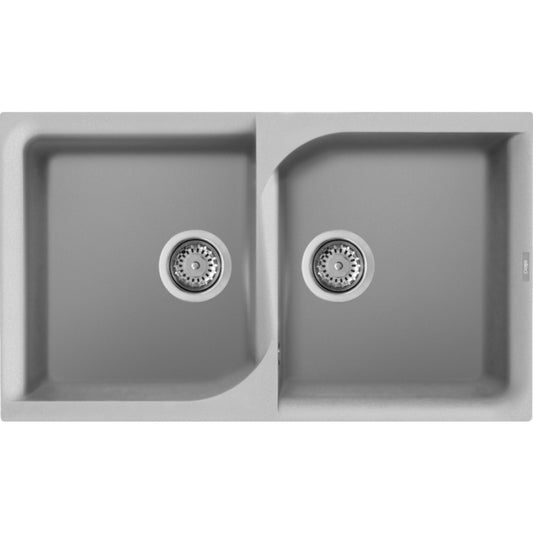 ELLECI EGO LME45079 Lavello 2 Vasche Sopratop Granitek Aluminium M79 cm. 86 x 50