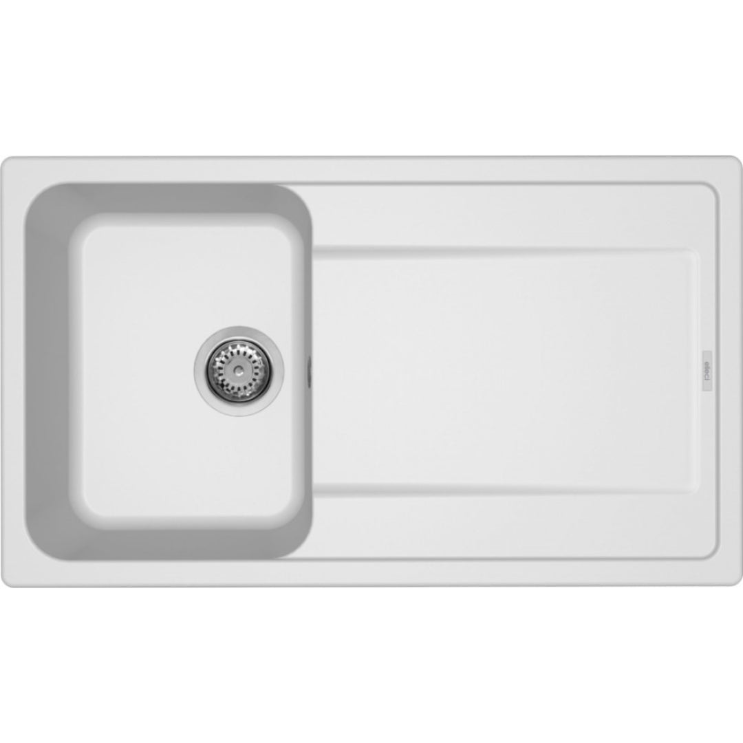 ELLECI LIFE 400 LG240068 Lavello 1 Vasca Gocciolatoio Reversibile Sopratop Granitek Bianco Titano G68 cm. 86 x 50