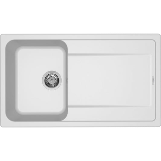 ELLECI LIFE 400 LG240068 Lavello 1 Vasca Gocciolatoio Reversibile Sopratop Granitek Bianco Titano G68 cm. 86 x 50