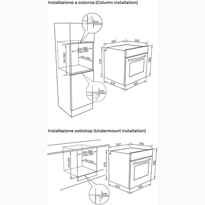 ELLECI PLANO PLUS FMPP60273NS Forno Incasso 78L A+ Metaltek 73 Titanium cm. 60 x 60