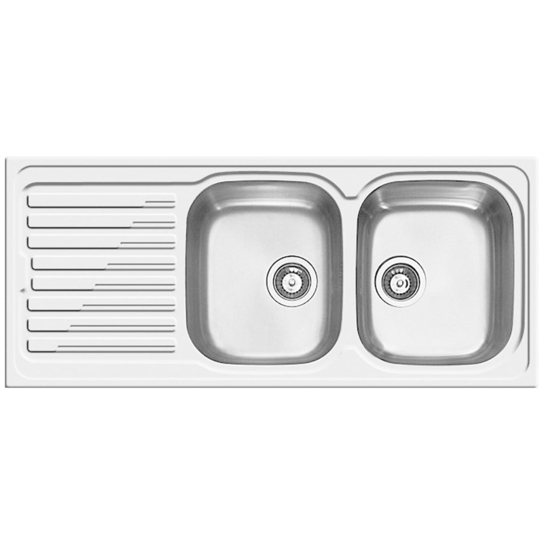 ELLECI LIK500SACDX SKY 500 Lavello Cucina 2 Vasche con Gocciolatoio a Sinistra Inox cm. 116 x 50