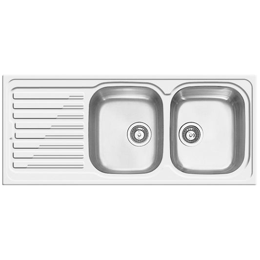 ELLECI LIK500SACDX SKY 500 Lavello Cucina 2 Vasche con Gocciolatoio a Sinistra Inox cm. 116 x 50