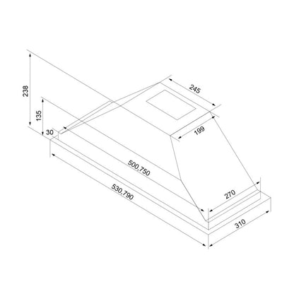 SILVERLINE 1171.6.733.02 Cappa a Incasso Inox 191W cm Classe cm. 53 x 31
