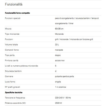F.LLI BERTAZZONI MODERN F383MODMWSGNE Forno Microonde Combinato da Incasso Nero cm. 60 x 40