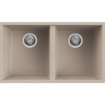 Elleci Quadra 350 LGQ35051BSO Lavello da Incasso 2 Vasche Sottotop Finitura Granitek Classic Avena mm 760 x 435