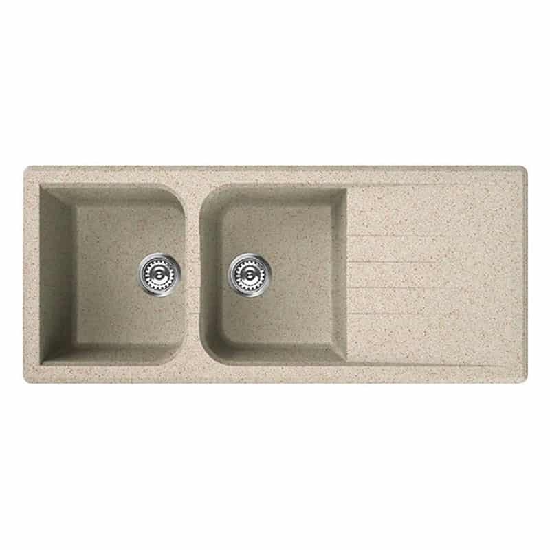 ELLECI VENICE 500 LGN50051 Lavello Cucina 2 Vasche Gocciolatoio Granitek Avena 51 cm. 116 x 50