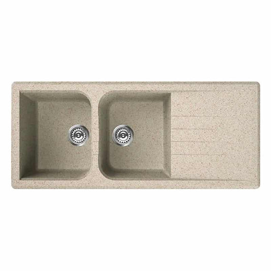 ELLECI VENICE 500 LGN50051 Lavello Cucina 2 Vasche Gocciolatoio Granitek Avena 51 cm. 116 x 50