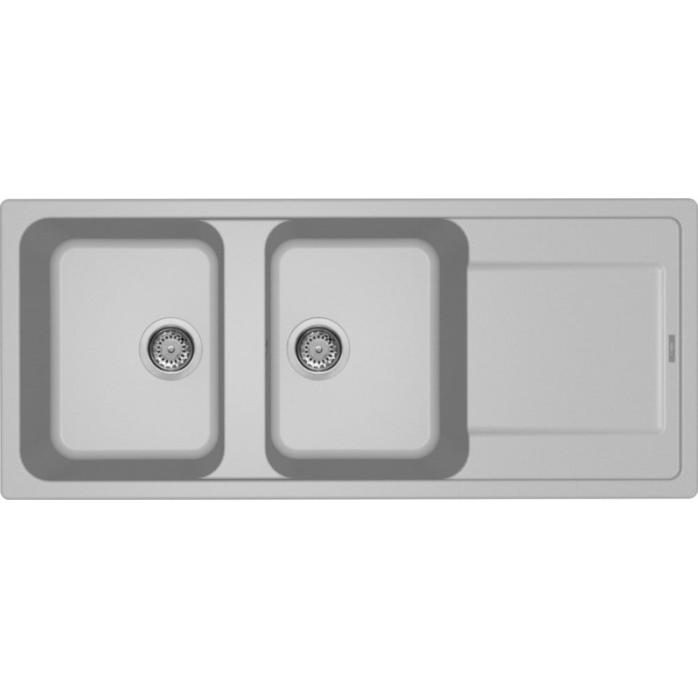 ELLECI LIFE 500 LM250079 Lavello 2 Vasche  Incasso Sopratop Gocciolatoio Reversibile Granitek Aluminium M79 cm. 116 x 50