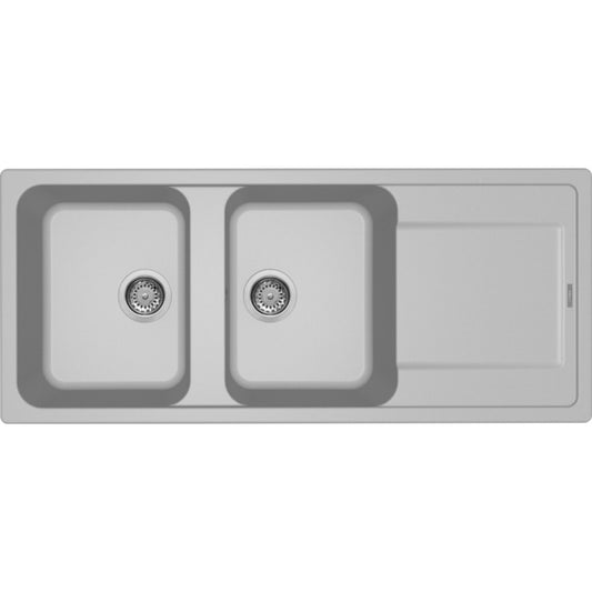 ELLECI LIFE 500 LM250079 Lavello 2 Vasche  Incasso Sopratop Gocciolatoio Reversibile Granitek Aluminium M79 cm. 116 x 50