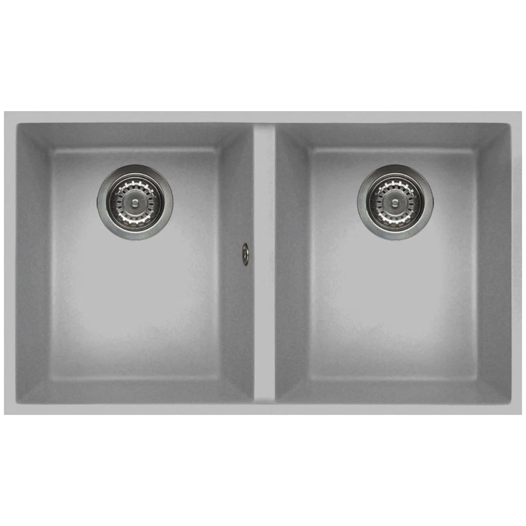 ELLECI QUADRA LMQ35079BSO Lavello Incasso 2 Vasche Sottotop 76x43 cm Aluminium 79