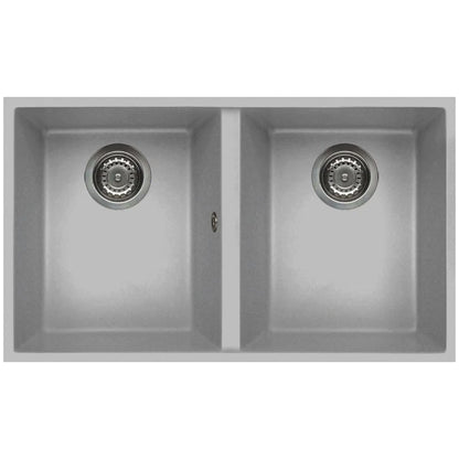 ELLECI QUADRA LMQ35079BSO Lavello Incasso 2 Vasche Sottotop 76x43 cm Aluminium 79