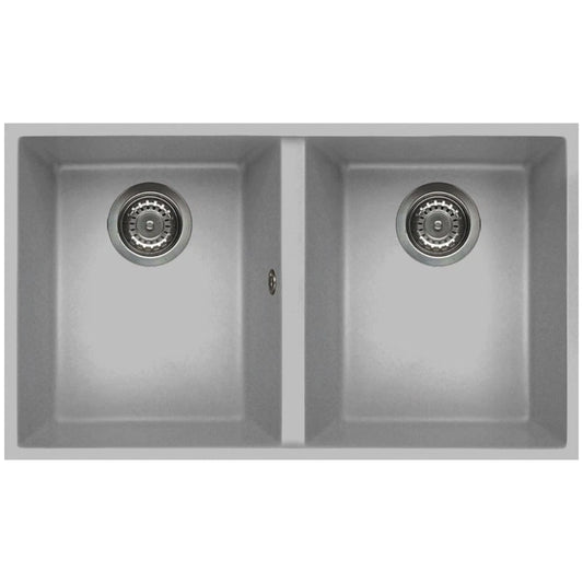 ELLECI QUADRA LMQ35079BSO Lavello Incasso 2 Vasche Sottotop 76x43 cm Aluminium 79