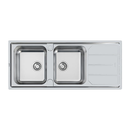 FOSTER ELETTRA 5812062 Lavello 2 Vasche Sinistra Incasso Standard Gocciolatoio Inox cm. 116 x 50