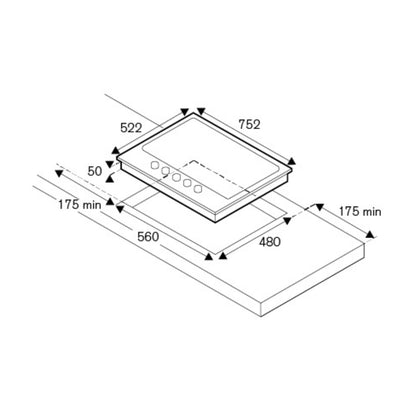 F.LLI BERTAZZONI P755CPRONE Piano Cottura Gas 5 Fuochi Nero Opaco cm. 75 x 52