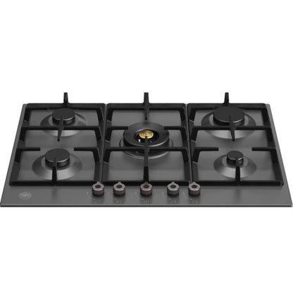 F.LLI BERTAZZONI P755CPRONE Piano Cottura Gas 5 Fuochi Nero Opaco cm. 75 x 52