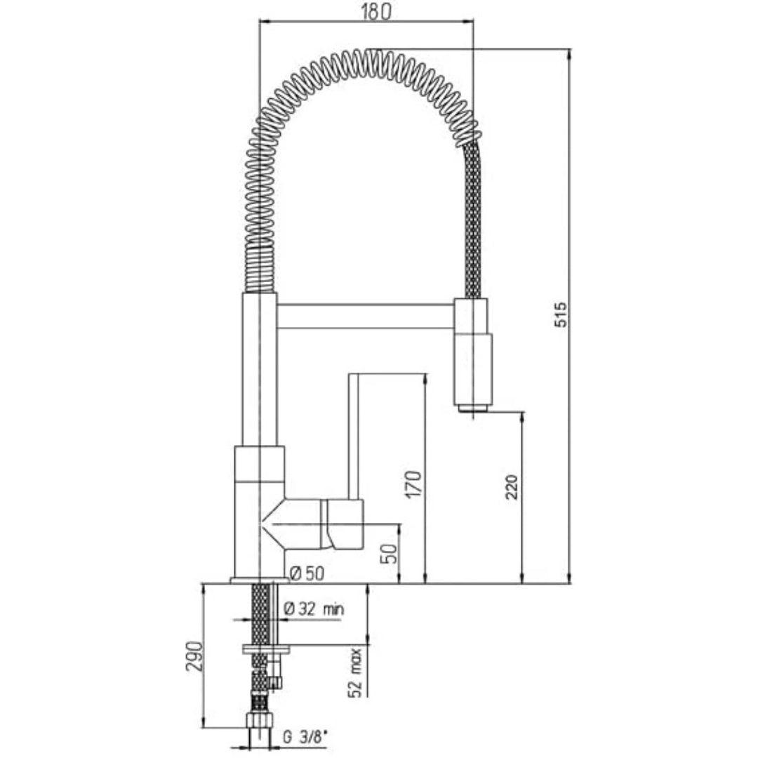 92CR557LLPE78PA Rubinetto Cucina Attacco Doccia Automatico Cromato