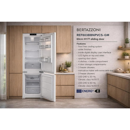 F.LLI BERTAZZONI PROFESSIONAL REF603BBNPVC-S Frigorifero Incasso No Frost 242 Lt. Classe E cm. 178 x 54 x 55