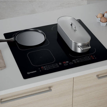 INDESIT IB21B7NE Piano Cottura Induzione 4 Zone Vetroceramica Nero Push&Go Booster cm. 77 x 51